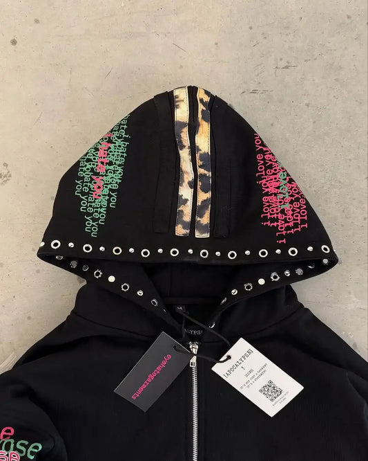 Eyehategarment Street Fashion Hoodie Harajuku Fashion Leopard Print Loose Hoodie Men Women Loose Casual Hoodie Jacket Streetwear