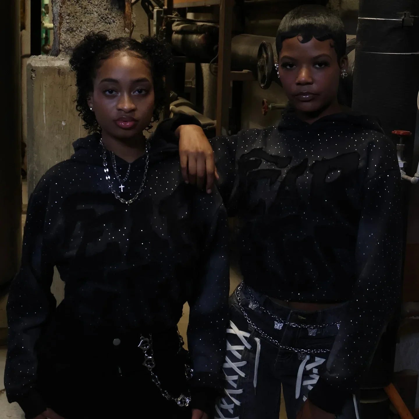 Vintage Clothing New Harajuku Fashion Flash Diamond Oversized Letter Patch Hoodie Men Women Y2K Hip Hop Casual Joker Sweatshirt