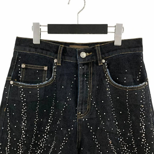 American Style Starry Rhinestone Denim Shorts Y2K Clothes Mens Womens Sequin Washed Black Baggy Shorts Casual Over The Knee Pant
