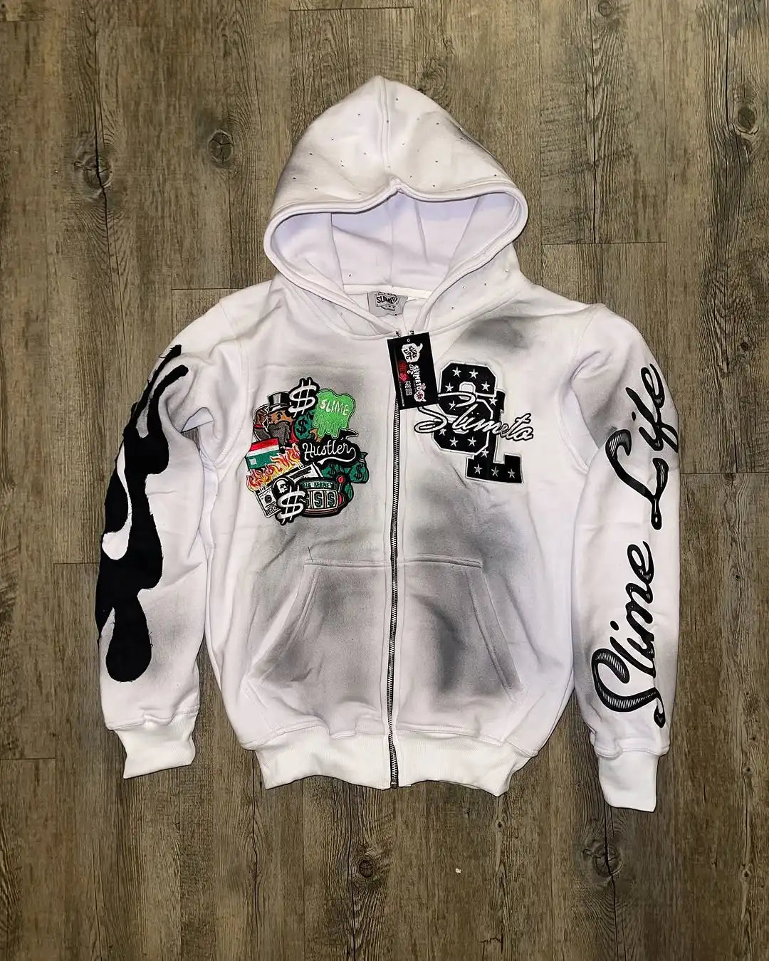 Harajuku Trend Brand Casual Loose Oversized Zipper Hoodie Men Y2k Gothic Retro Letter Flame Embroidered Sweatshirt Jacket Women