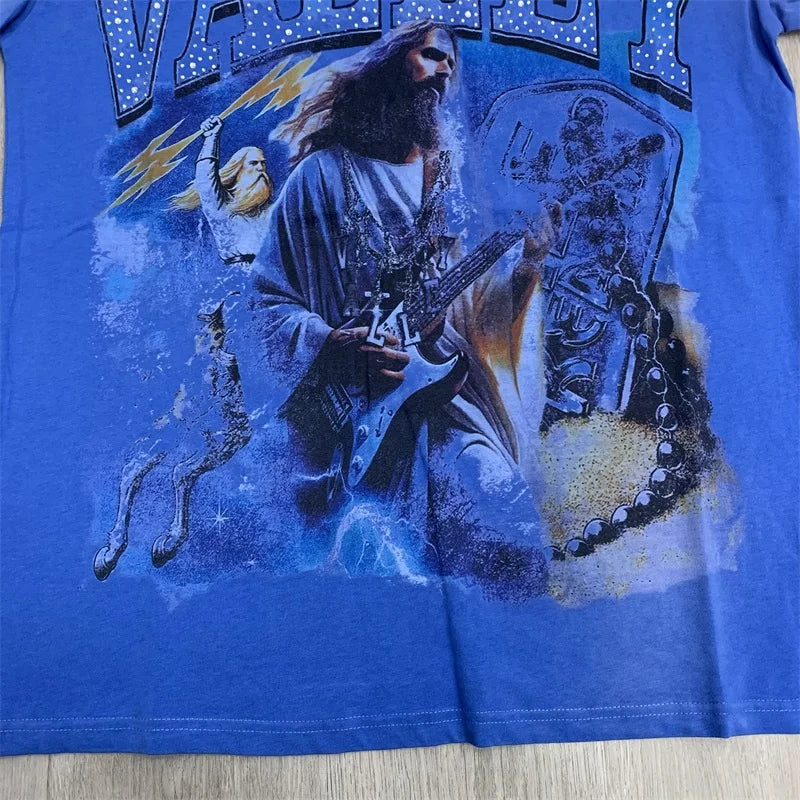 Vintage VALLEY Hot Drill Letter Short Sleeve Pure Cotton Vale Mens T-Shirts