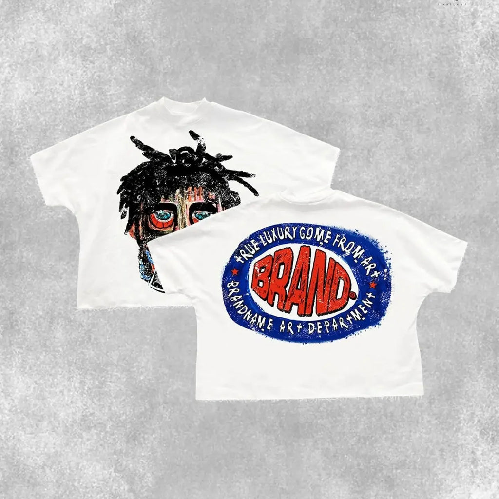 Retro Y2K Streetwear T-Shirt Harajuku Hip Hop Gothic Cotton Short Sleeve Men Women Character Graphic Print New Arrival