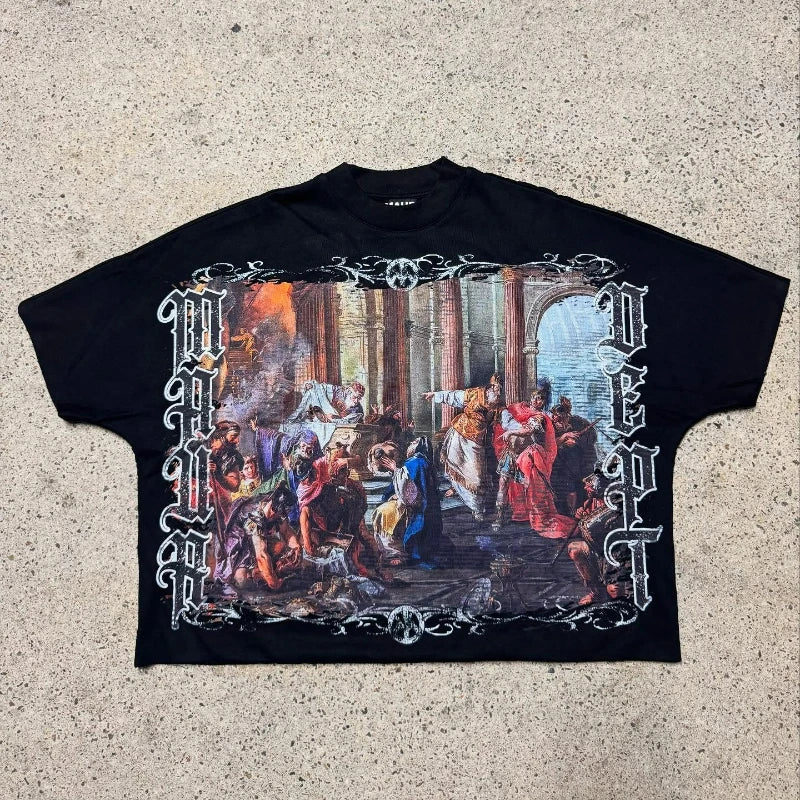 Y2k Streetwear Boxy Short T-shirt Retro Renaissance Graphic Unisex Sweatshirt Summer Hot New Styles Cotton Casual Short Sleeve