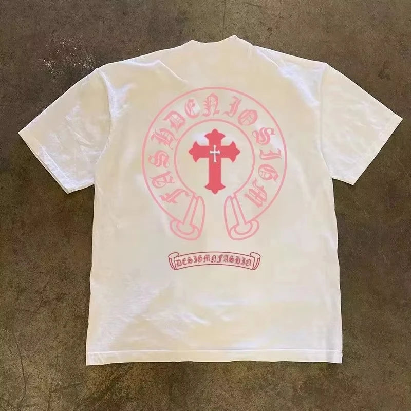 New Fashion Trendy Brand Men's and Women's Versatile Outdoor Sports Personalized Pattern Letter Short-sleeved Men's T-shirt