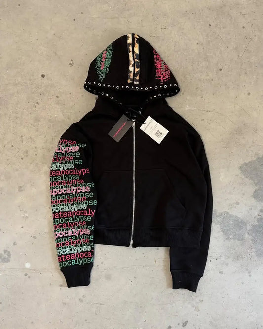 Eyehategarment Street Fashion Hoodie Harajuku Fashion Leopard Print Loose Hoodie Men Women Loose Casual Hoodie Jacket Streetwear