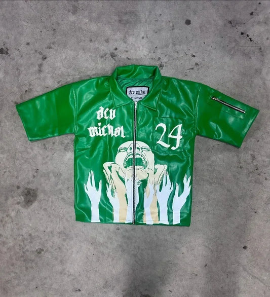 American Fashion Trend Goth Print Spot Zipper Polo Shirts Men Y2K New Street Hip Hop Retro Short Sleeved Couples Selling T-shirt