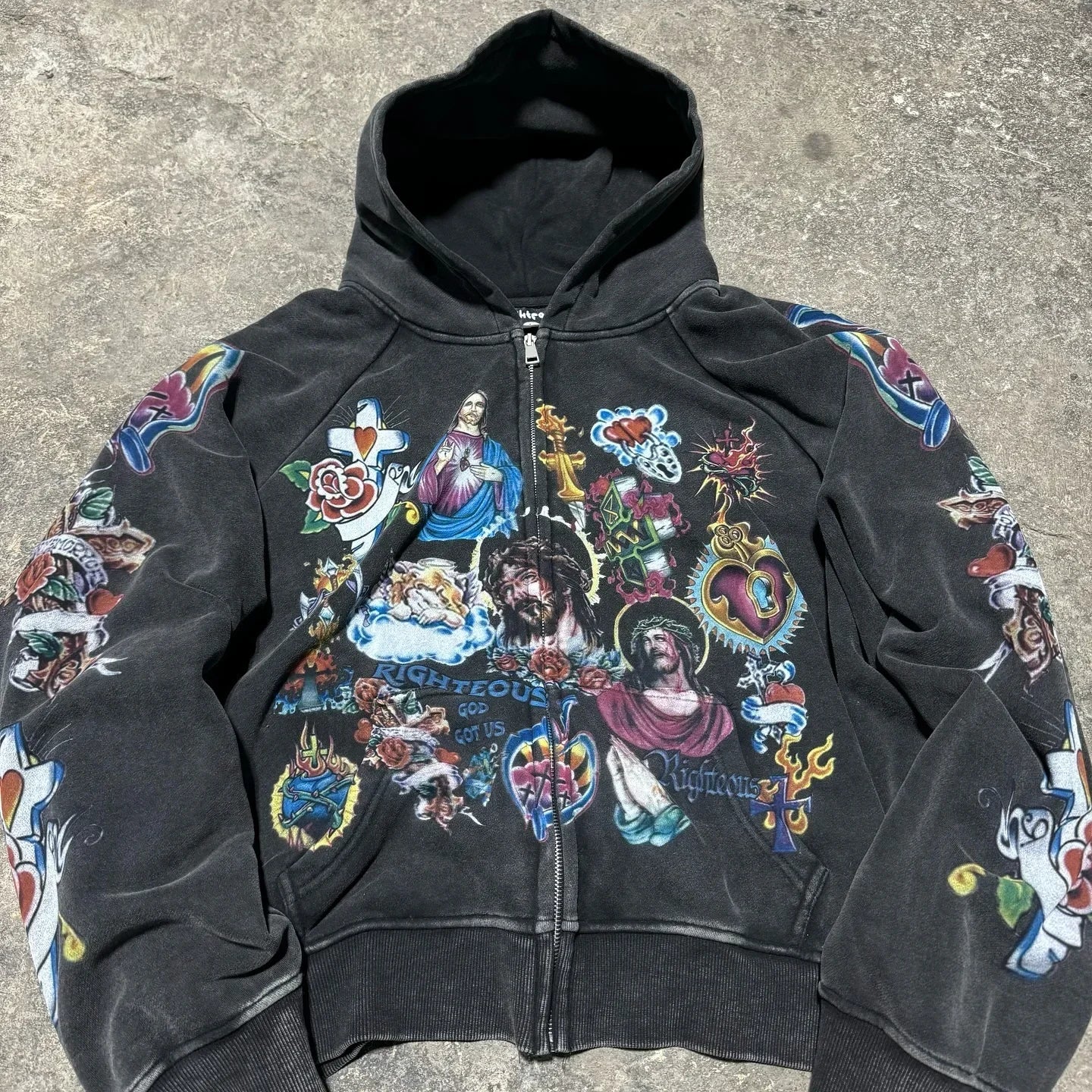 Casual y2k sweatshirt zipper cardigan loose hoodie for women 2024 new versatile printed letters hip-hop geometric pattern