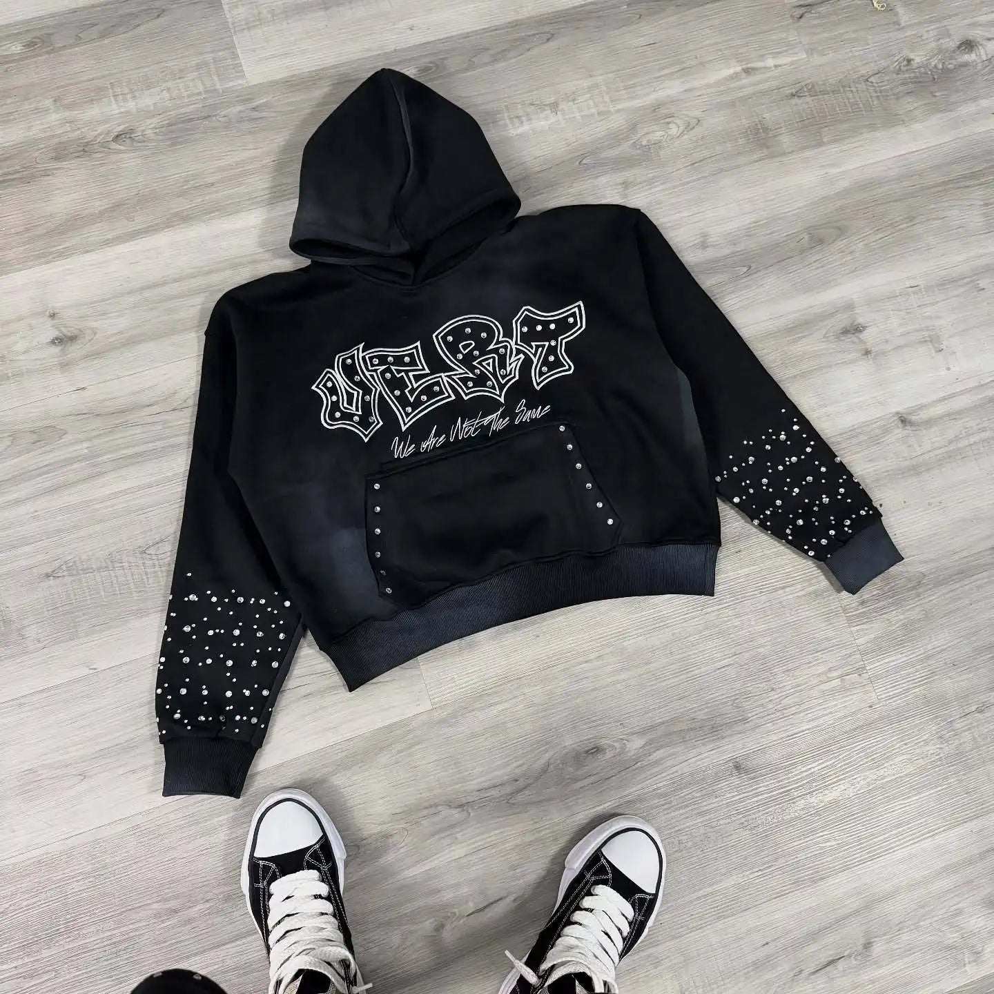 Fashionable rhinestone design new pullover hoodie hoodie for both men and women loose and personalized hoodie top