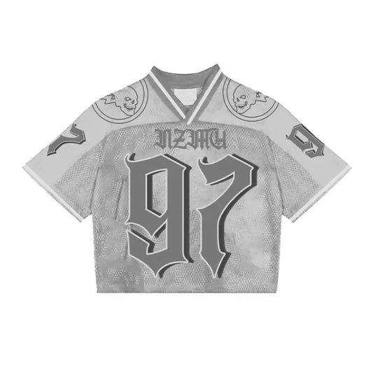 Y2K T Shirt American Fashionable breathable splicing loose football jersey Streetwear casual Breathable Unisex Short Sleeve top