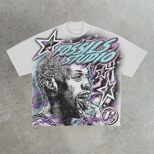 Vintage Basketball Legend Graphic Cotton White Short Sleeve T-Shirt Men Y2K Short Sleeves Oversize Tshirt Streetwear Women Tops