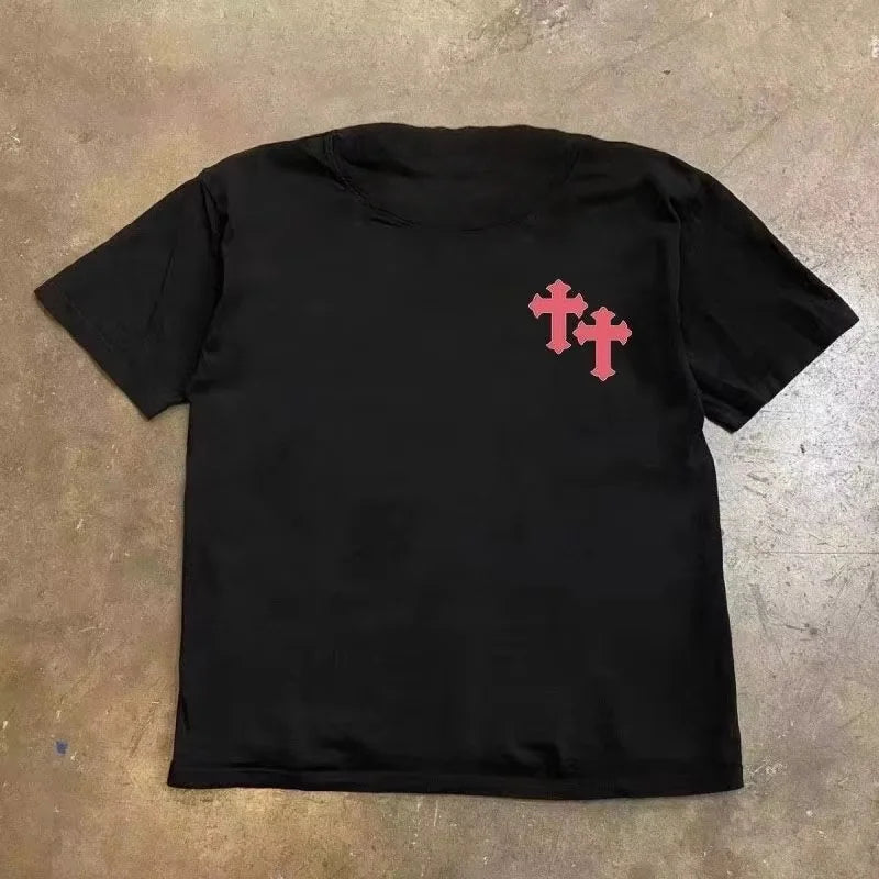 New Fashion Trendy Brand Men's and Women's Versatile Outdoor Sports Personalized Pattern Letter Short-sleeved Men's T-shirt