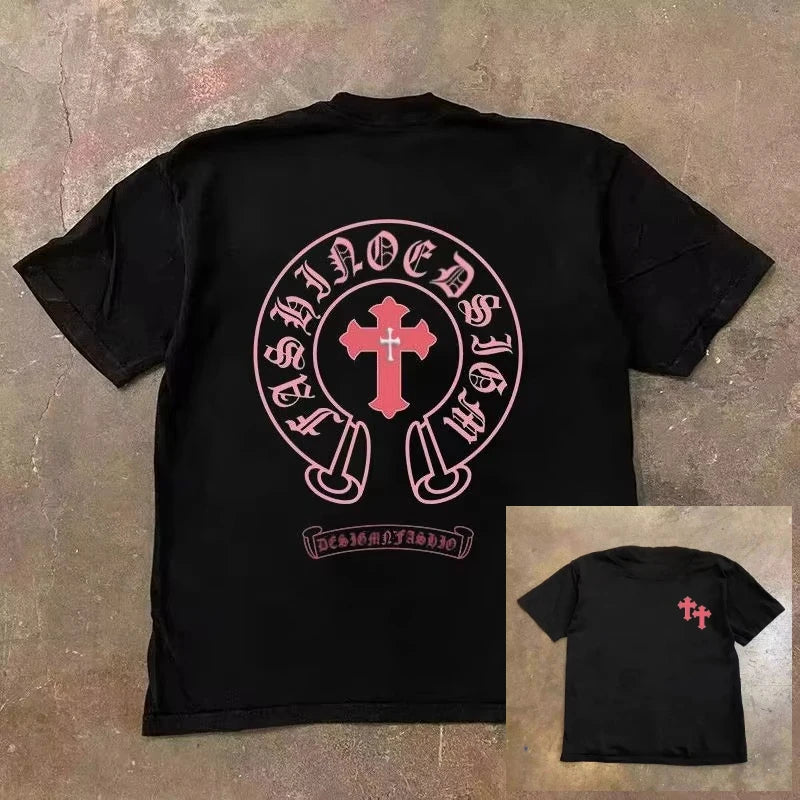 New Fashion Trendy Brand Men's and Women's Versatile Outdoor Sports Personalized Pattern Letter Short-sleeved Men's T-shirt