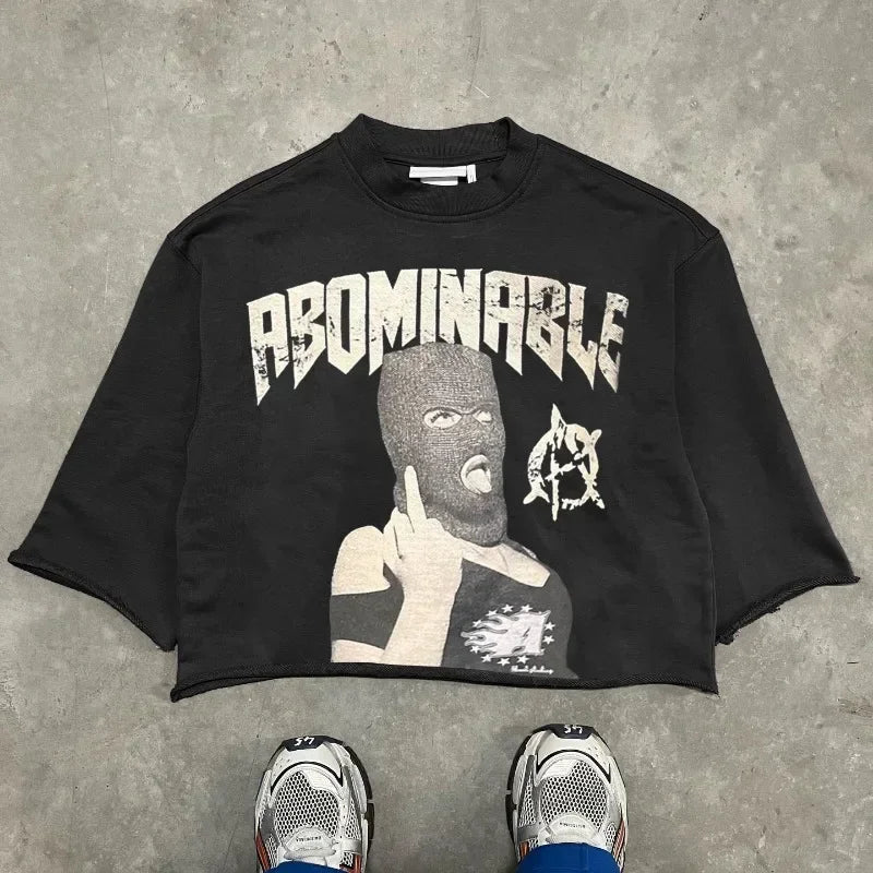 Y2K New Trend American Hip-hop Punk Portrait Graphic Print Super Green T-shirt Men's and Women's T-neck Cotton Short Shirt