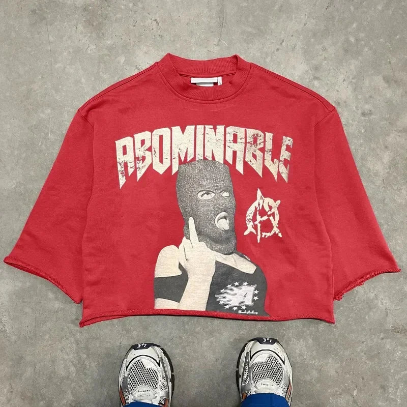 Y2K New Trend American Hip-hop Punk Portrait Graphic Print Super Green T-shirt Men's and Women's T-neck Cotton Short Shirt