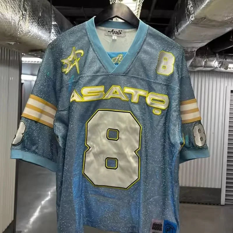 Y2K T shirt oversized fluorescent digital quick drying loose fitting jersey embroidered graphic shirts retro unisex street shirt