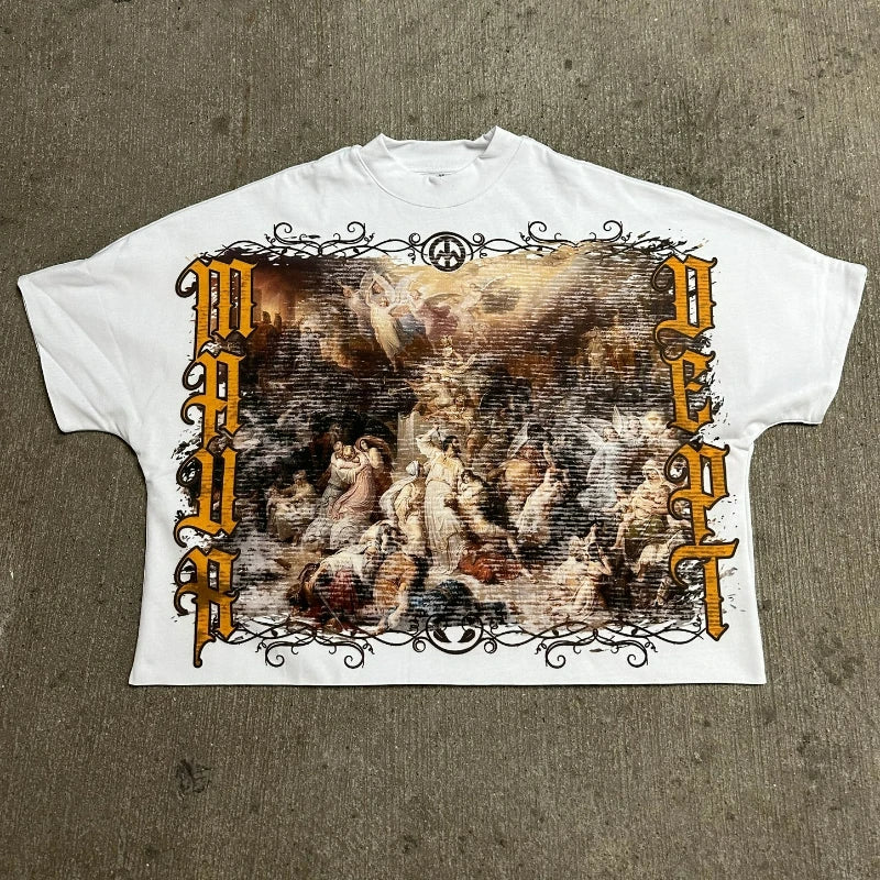 Y2k Streetwear Boxy Short T-shirt Retro Renaissance Graphic Unisex Sweatshirt Summer Hot New Styles Cotton Casual Short Sleeve