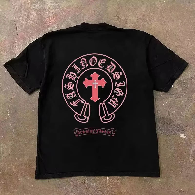 New Fashion Trendy Brand Men's and Women's Versatile Outdoor Sports Personalized Pattern Letter Short-sleeved Men's T-shirt