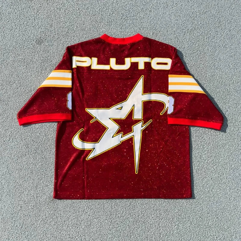 Y2K T shirt oversized fluorescent digital quick drying loose fitting jersey embroidered graphic shirts retro unisex street shirt