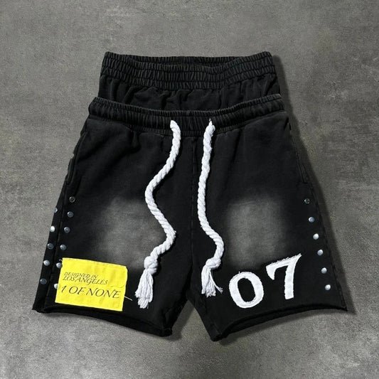 Black Double Cropped Shorts American Casual Loose Straight Leg Five Quarter Pants New Style