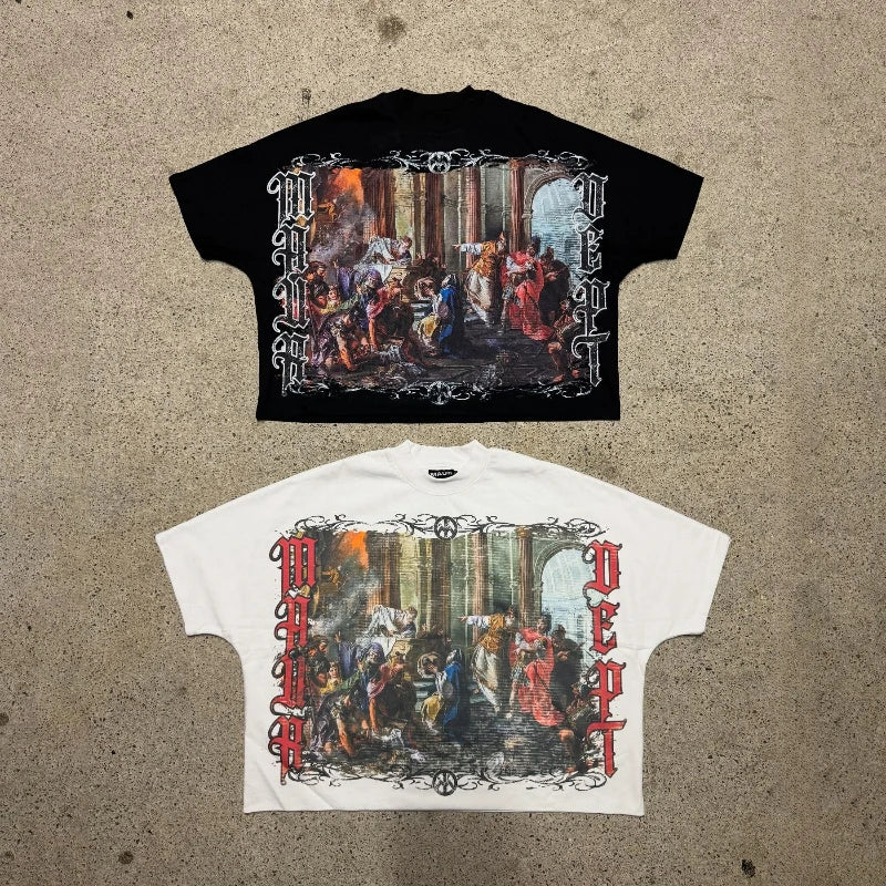 Y2k Streetwear Boxy Short T-shirt Retro Renaissance Graphic Unisex Sweatshirt Summer Hot New Styles Cotton Casual Short Sleeve