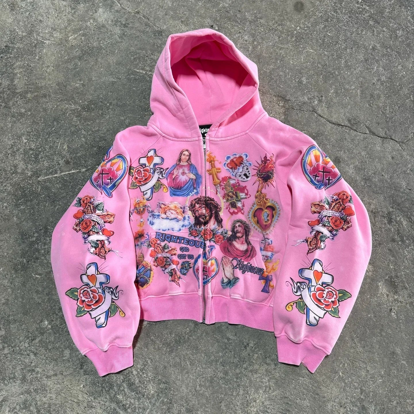 Casual y2k sweatshirt zipper cardigan loose hoodie for women 2024 new versatile printed letters hip-hop geometric pattern