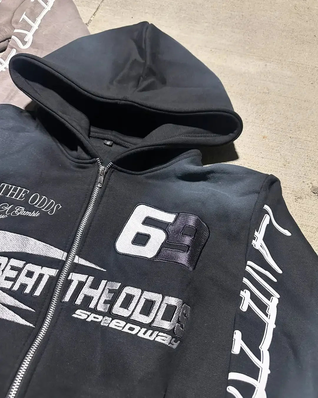 Harajuku Colorful Zipper Hoodie Punk Retro Letter Print Casual Oversized Sweatshirt Couple Hip-hop Trendy Streetwear Jacket Men