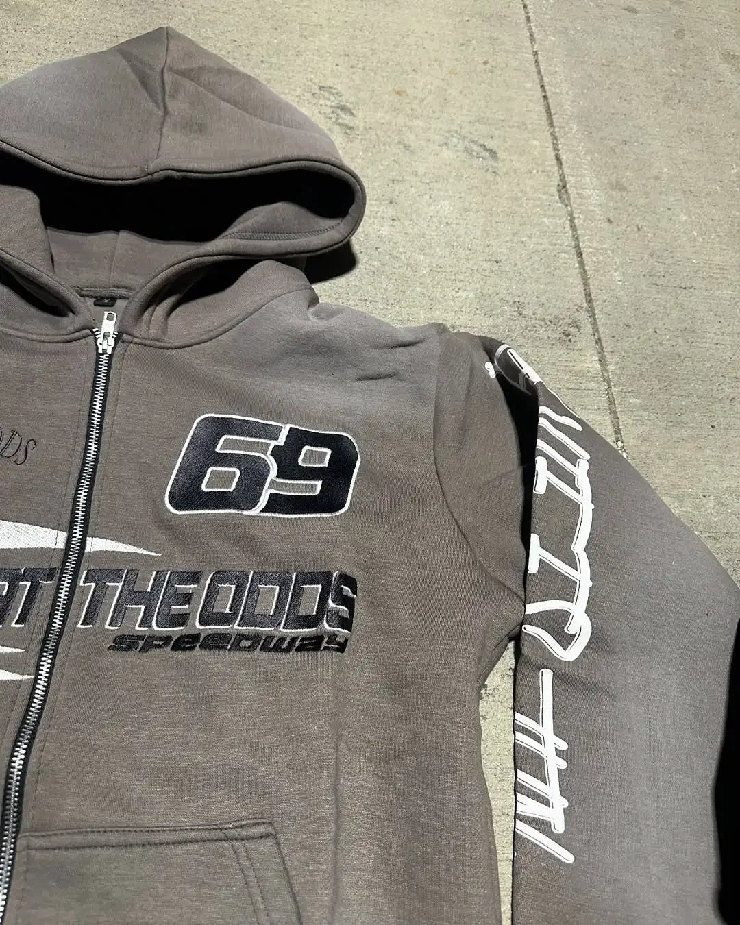 Harajuku Colorful Zipper Hoodie Punk Retro Letter Print Casual Oversized Sweatshirt Couple Hip-hop Trendy Streetwear Jacket Men