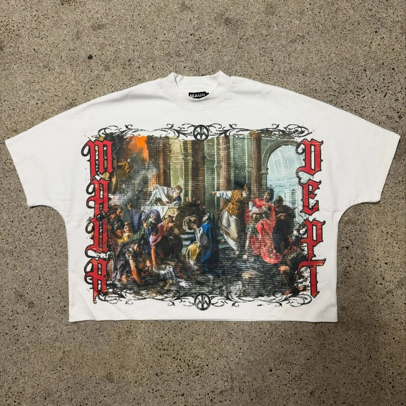 Y2k Streetwear Boxy Short T-shirt Retro Renaissance Graphic Unisex Sweatshirt Summer Hot New Styles Cotton Casual Short Sleeve