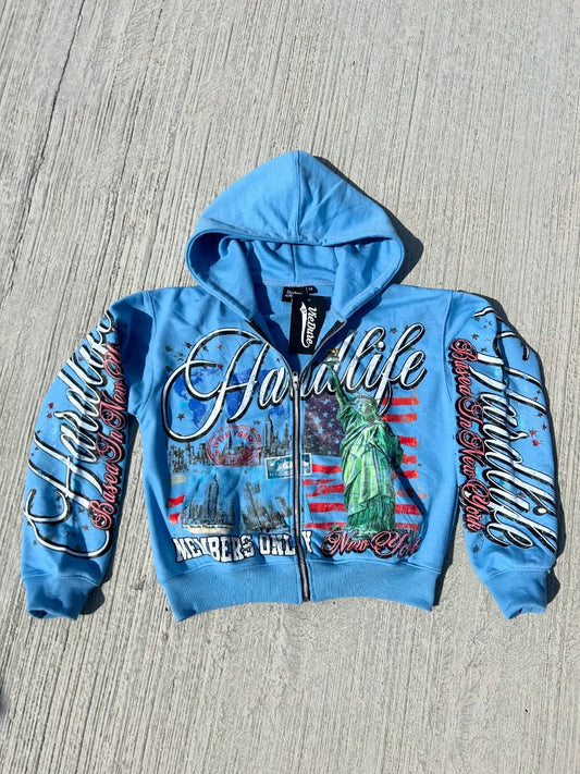 European and American streetwear oversized printed zipper hoodie for men Y2k anime hoodie jacket retro Harajuku sweatshirt women