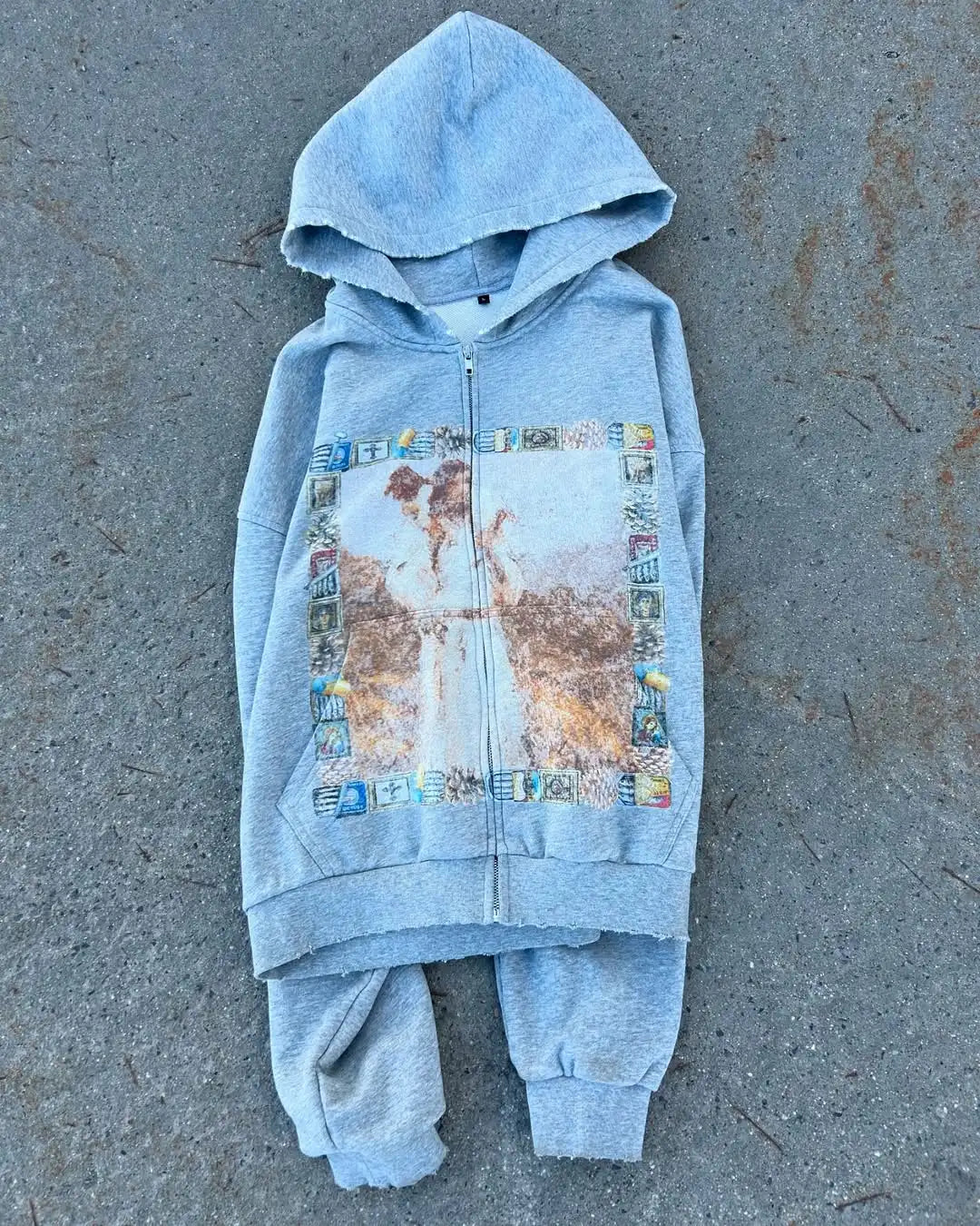 Hip-hop retro spring and autumn men casual hoodie personalized pattern printing Harajuku street men and women sweatshirts