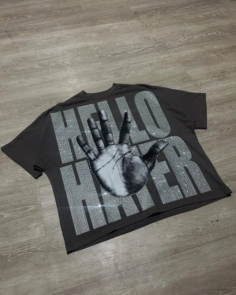 Summer Harajuku Goth Retro Anime Printed Loose Tops Men Y2k Fashion Brand Casual Loose Super Large Short-sleeved T-shirt Women