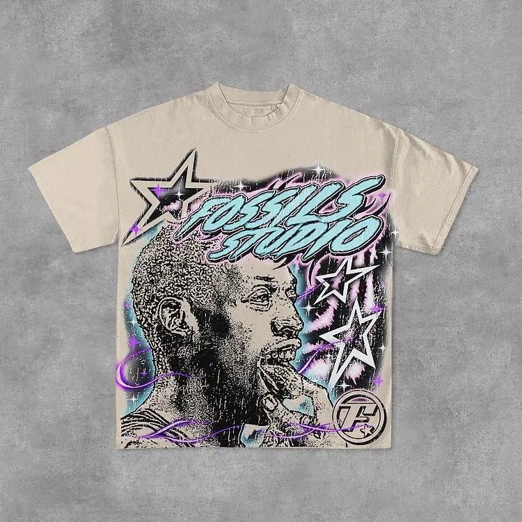 Vintage Basketball Legend Graphic Cotton White Short Sleeve T-Shirt Men Y2K Short Sleeves Oversize Tshirt Streetwear Women Tops