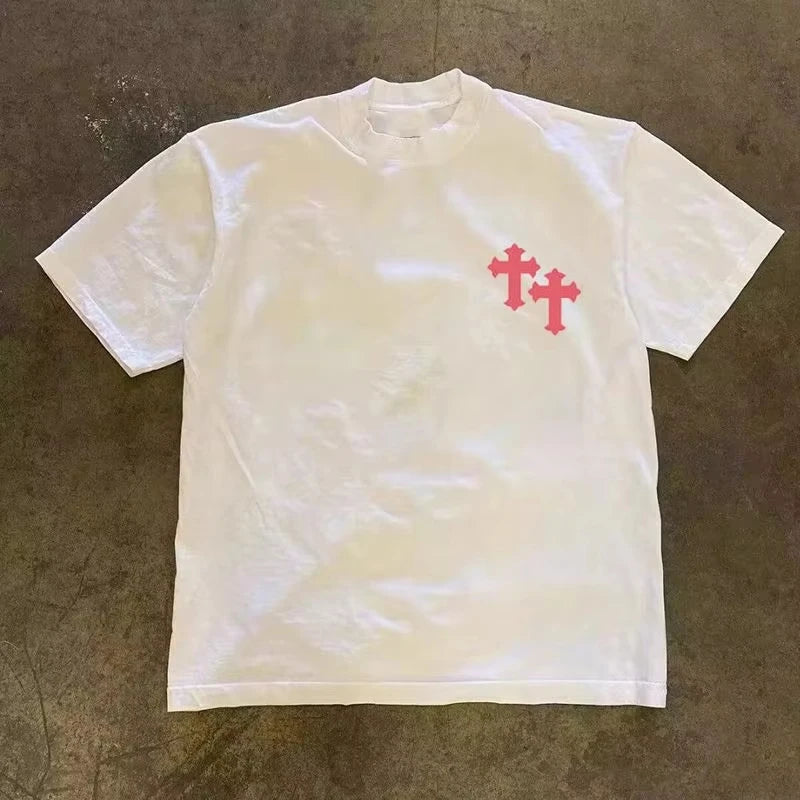 New Fashion Trendy Brand Men's and Women's Versatile Outdoor Sports Personalized Pattern Letter Short-sleeved Men's T-shirt